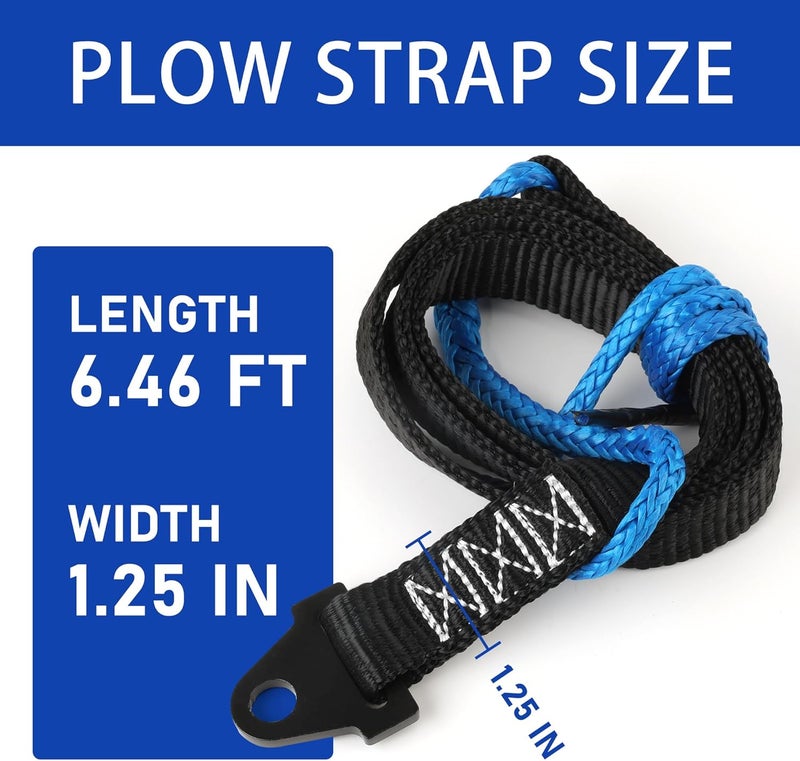 UCandy 64in Plow Strap for ATV UTV Winch, Heavy Duty Snow Plow Lift Strap, 3500lb High Tensile Strength Winch Snow Plow Straps for Use with Standard or Wide Winches - Image 2